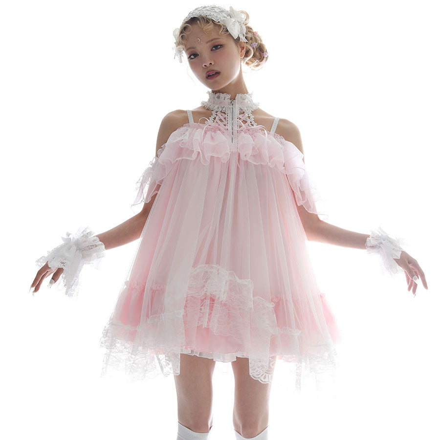 MINI DEVIL ANGEL WING DRESS (WHITE x PINK) – MAJOH