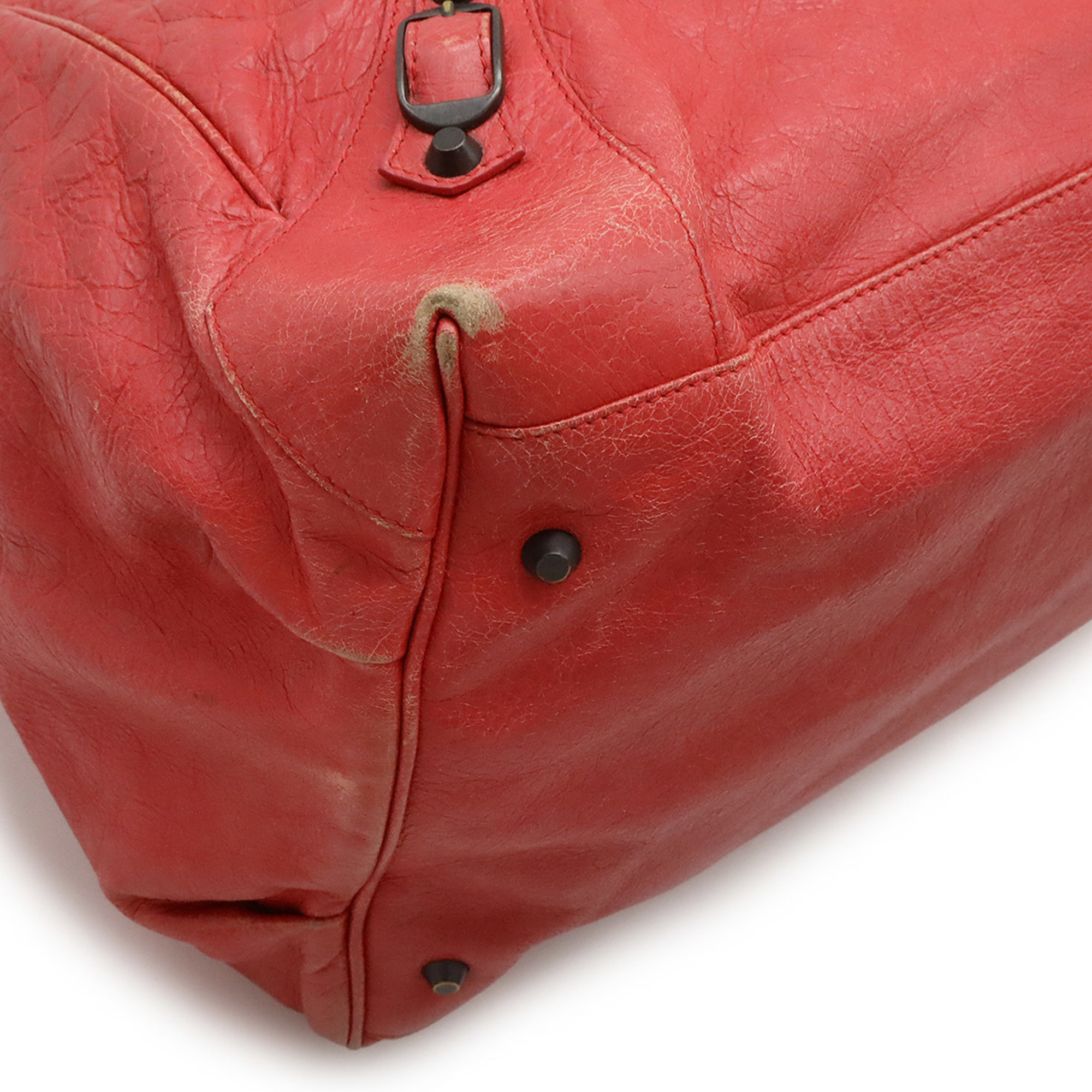 BALENCIAGA The Sunday Tote Bag Handbag Shoulder Leather Red 228755