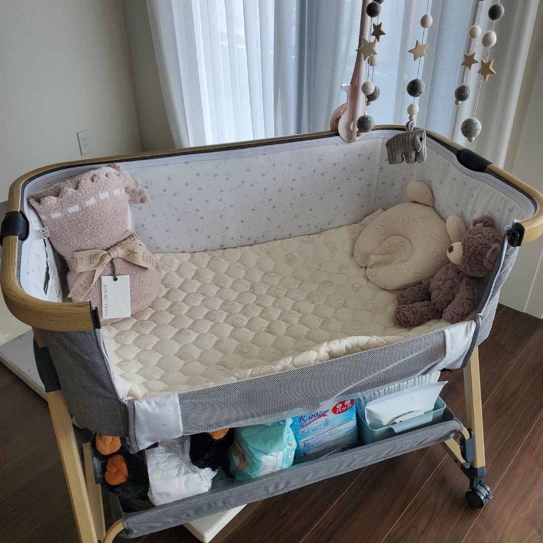 HZDMJ ベビーベッド グレー hzdmj ベビーベッド 折りたたみ 添い寝